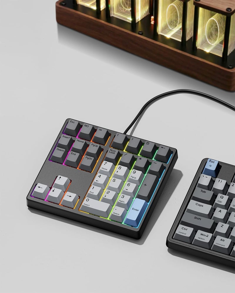 Kisnt Custom Mechanical Number Pad, QMK/VIA Programmable Hot Swappable Numpad 34 Keys Wired USB RGB Backlit Numeric Keypad with PBT Keycaps for Laptop, MacBook,Compact Keyboards (Black, Linear Switch) - Image 5